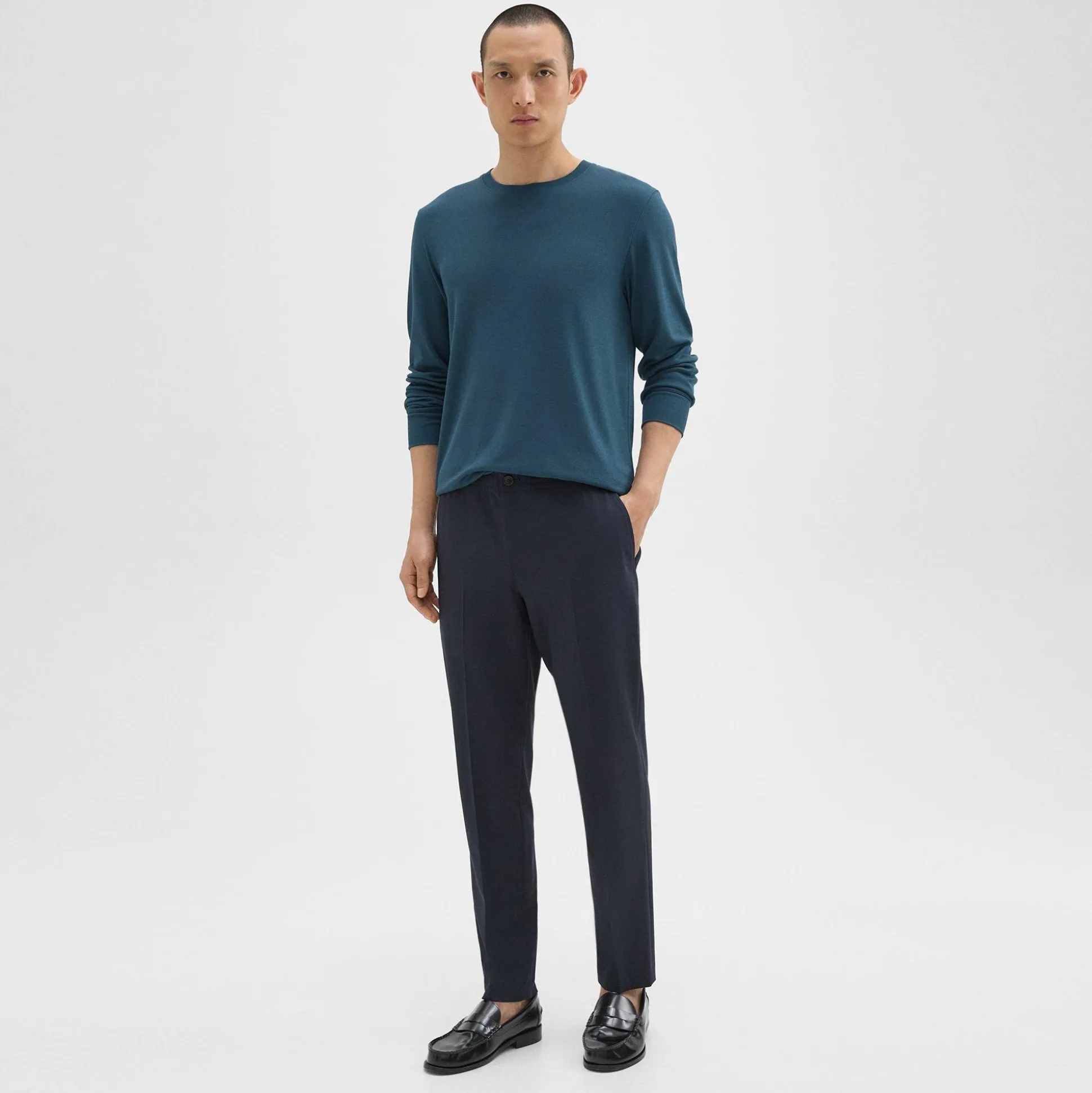 Theory Larin Drawstring Pant In Stretch Wool-Men Pants
