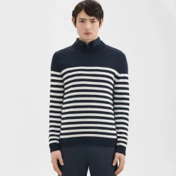 Theory Latho Striped Sweater In Wool-Cashmere-Men Sweaters + Cardigans