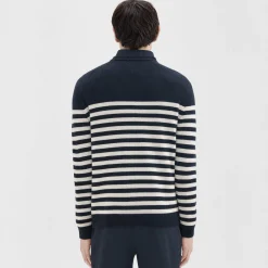 Theory Latho Striped Sweater In Wool-Cashmere-Men Sweaters + Cardigans