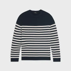 Theory Latho Striped Sweater In Wool-Cashmere-Men Sweaters + Cardigans