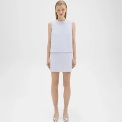 Theory Layered Shift Dress In Cotton-Women Dresses
