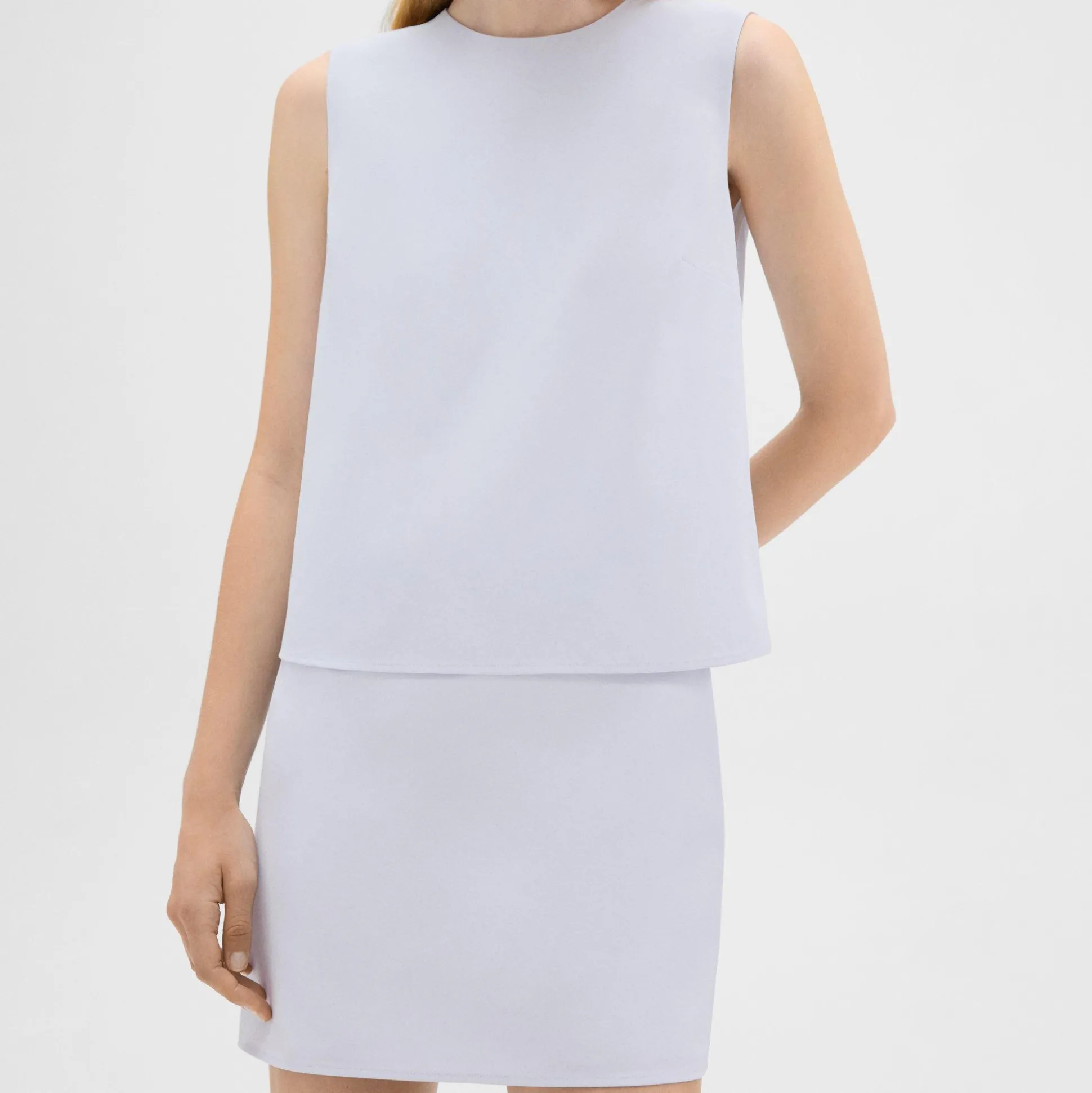 Theory Layered Shift Dress In Cotton-Women Dresses
