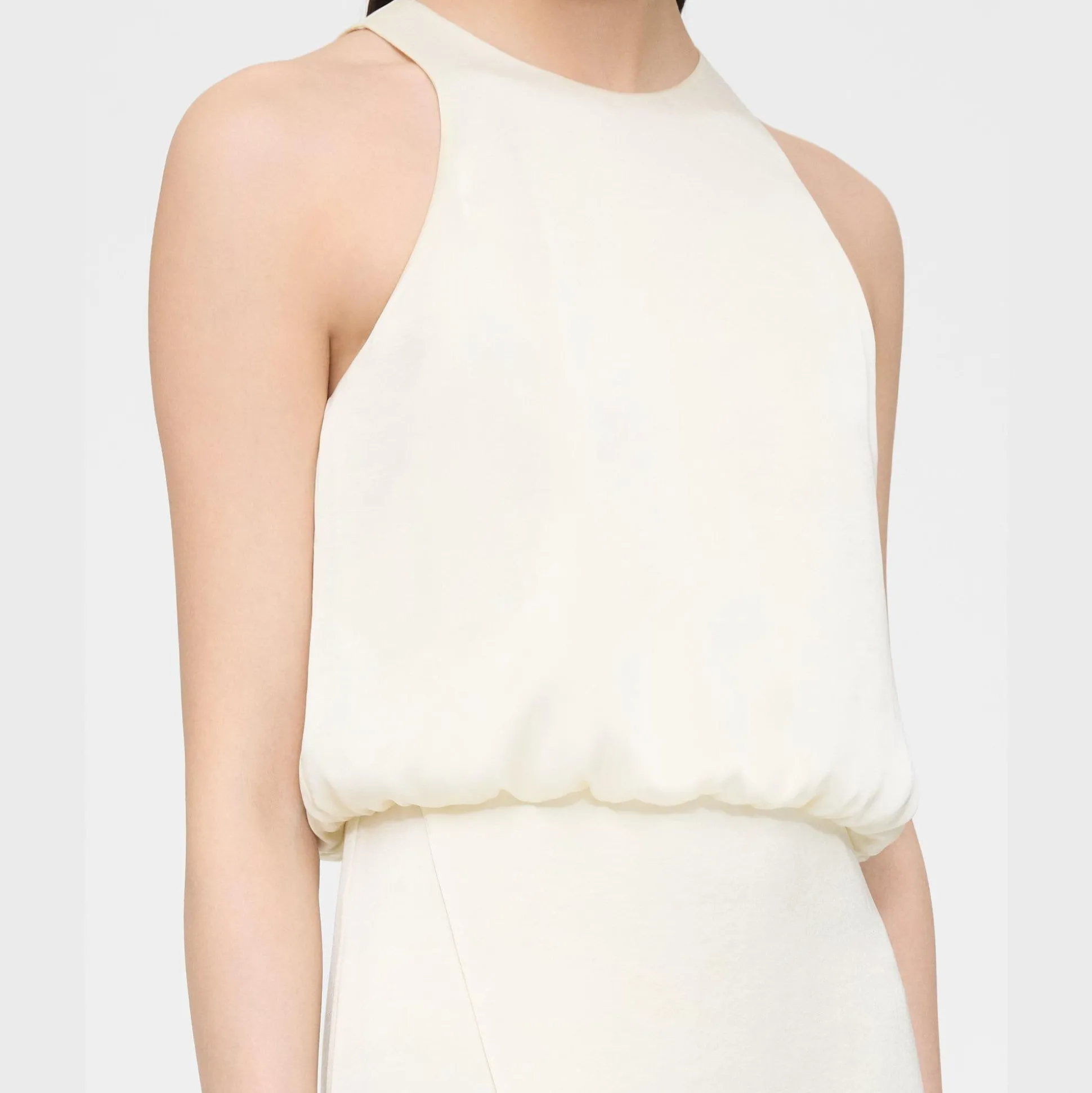 Theory Layered Tank Dress In Crushed Satin-Women Dresses
