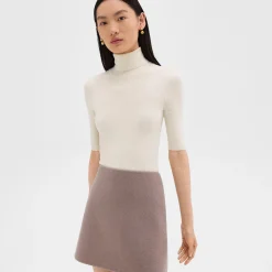 Theory Leenda Short-Sleeve Turtleneck In Regal Wool-Women Tops|Sweaters + Cardigans