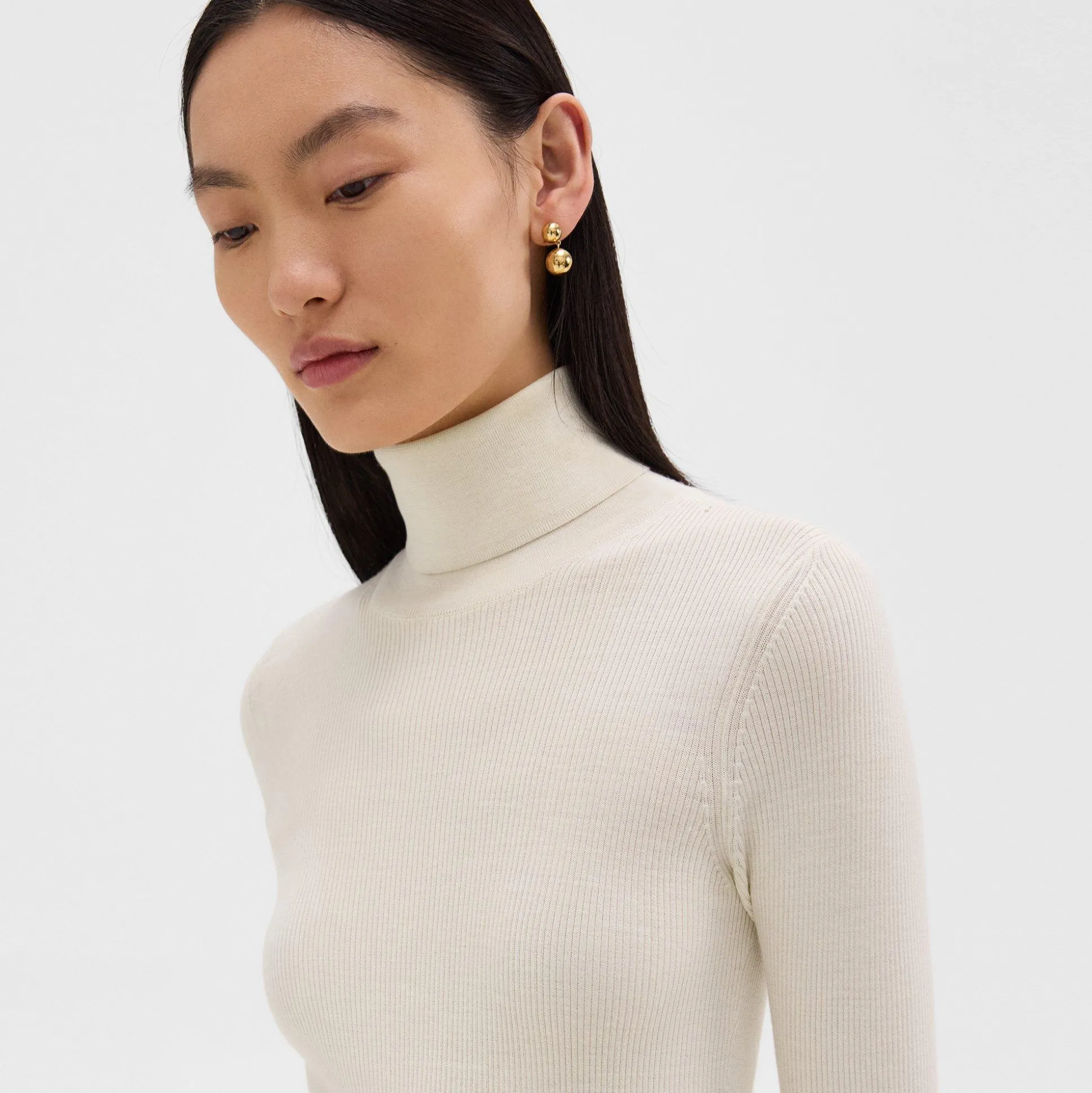 Theory Leenda Short-Sleeve Turtleneck In Regal Wool-Women Tops|Sweaters + Cardigans
