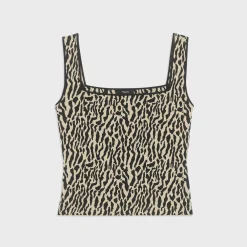 Theory Leopard Jacquard Sweater Shell In Cotton Blend-Women Sweaters + Cardigans