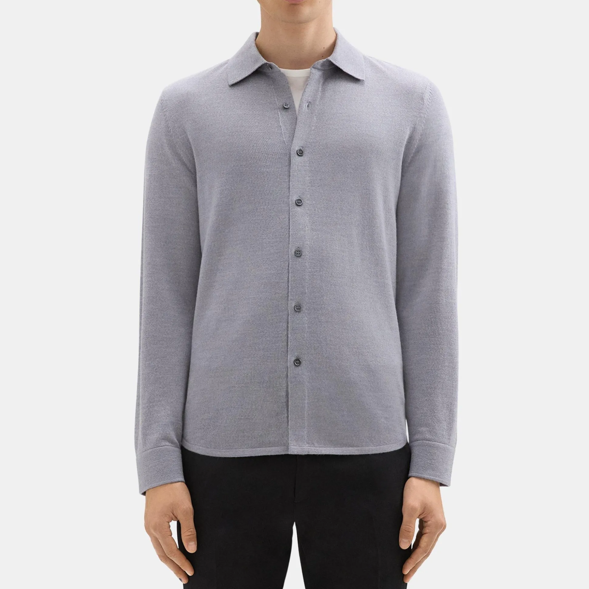 Theory Lorean Shirt In Merino Wool-Men Sweaters + Cardigans|Shirts
