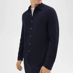 Theory Lorean Shirt In Merino Wool-Men Sweaters + Cardigans