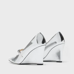 Theory Mary Jane Wedge In Metallic Leather-Women Shoes