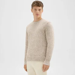 Theory Mauno Crewneck Sweater In Heathered Cotton-Men Sweaters + Cardigans