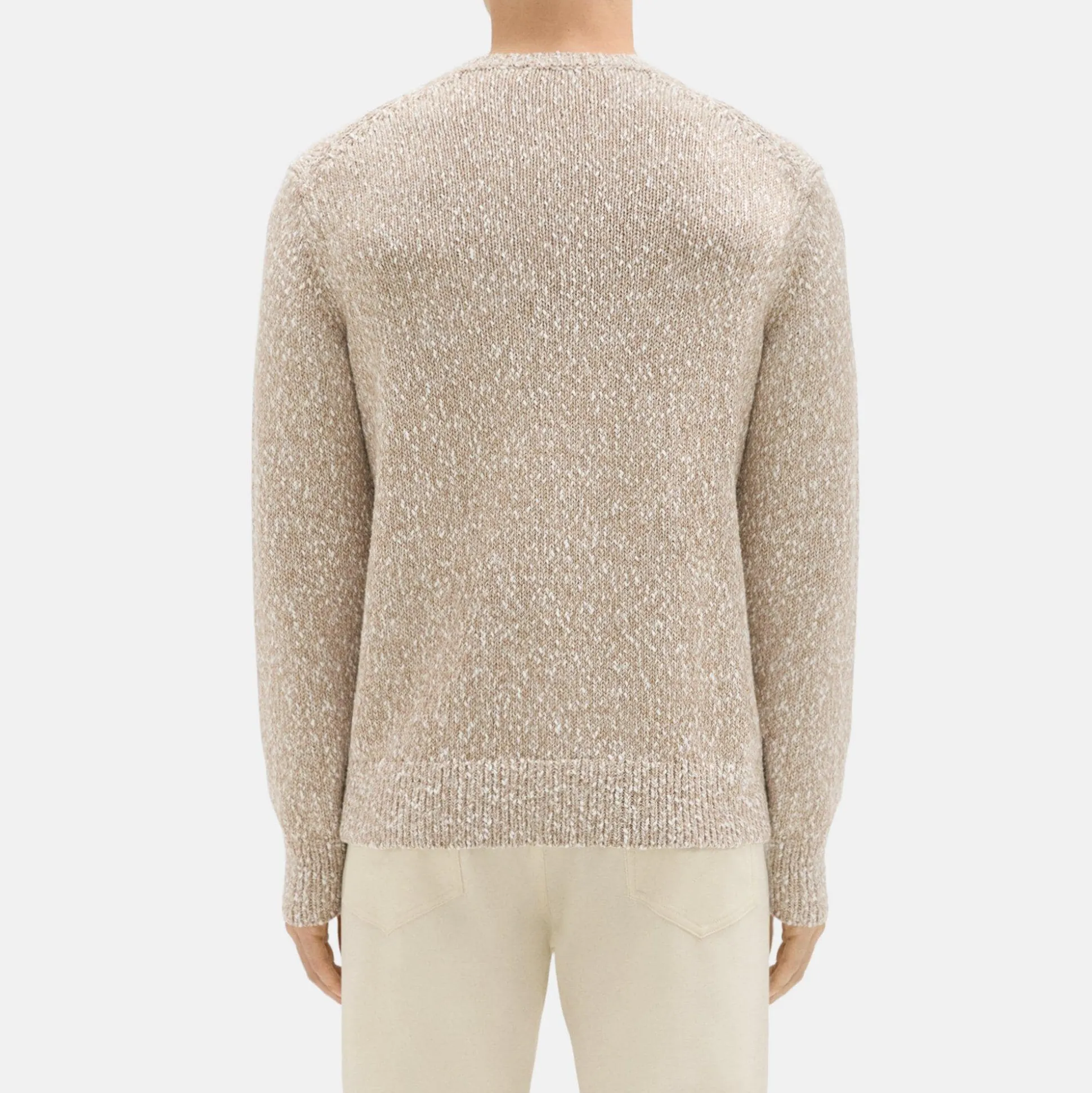 Theory Mauno Crewneck Sweater In Heathered Cotton-Men Sweaters + Cardigans