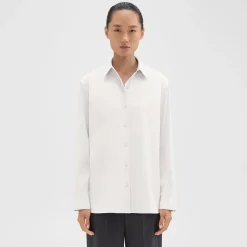 Theory Menswear Shirt In Good Cotton-Women Tops