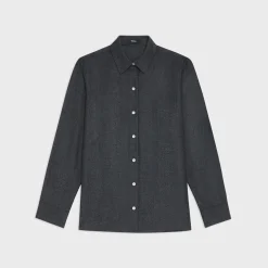 Theory Menswear Shirt In Sleek Flannel-Women Tops