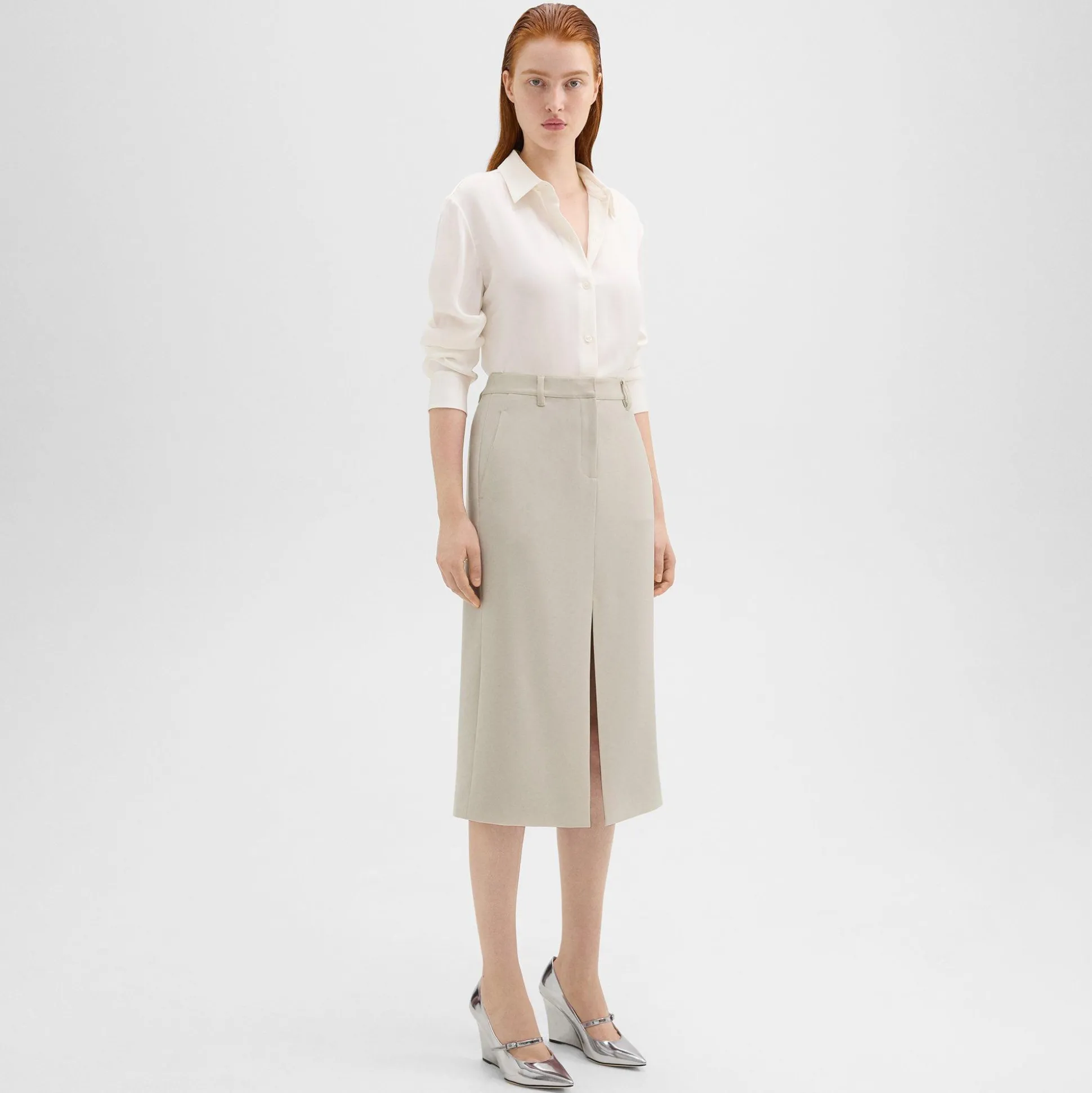 Theory Midi Trouser Skirt In Admiral Crepe-Women Suits|Skirts