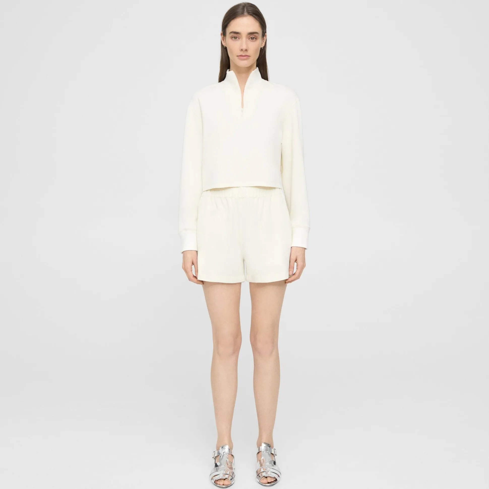 Theory Mini Pull-On Short In Double-Knit Jersey-Women Shorts|Pants