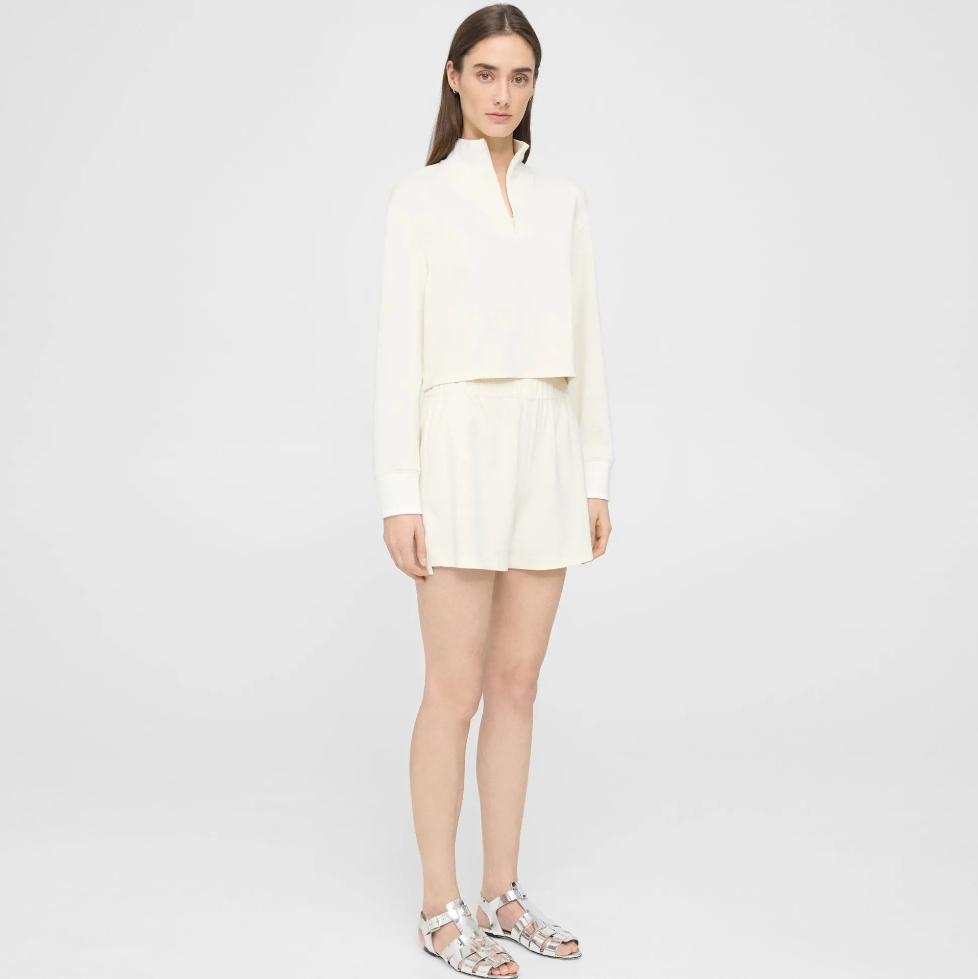 Theory Mini Pull-On Short In Double-Knit Jersey-Women Shorts|Pants