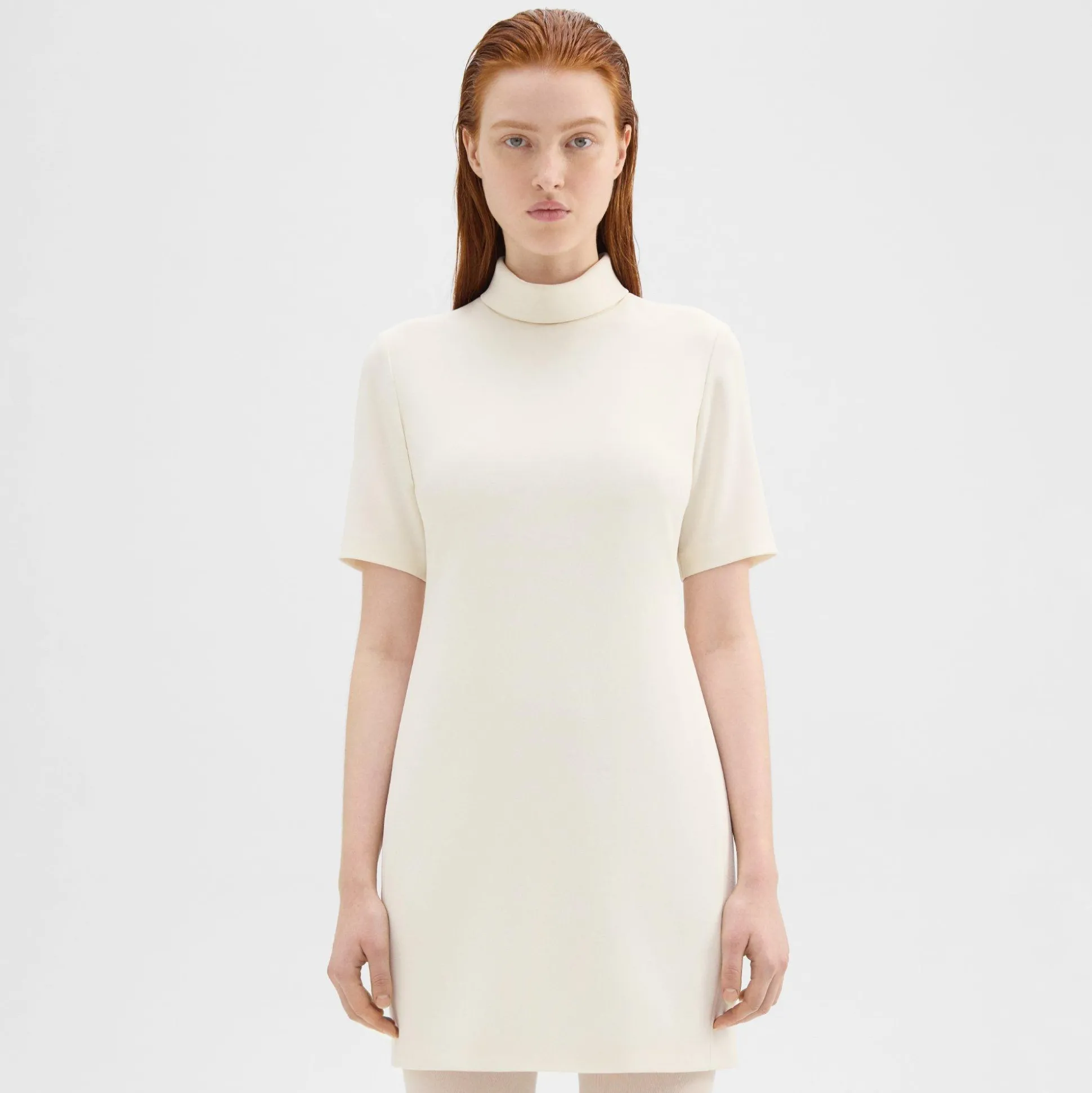 Theory Mini Roll Neck Dress In Admiral Crepe-Women Dresses