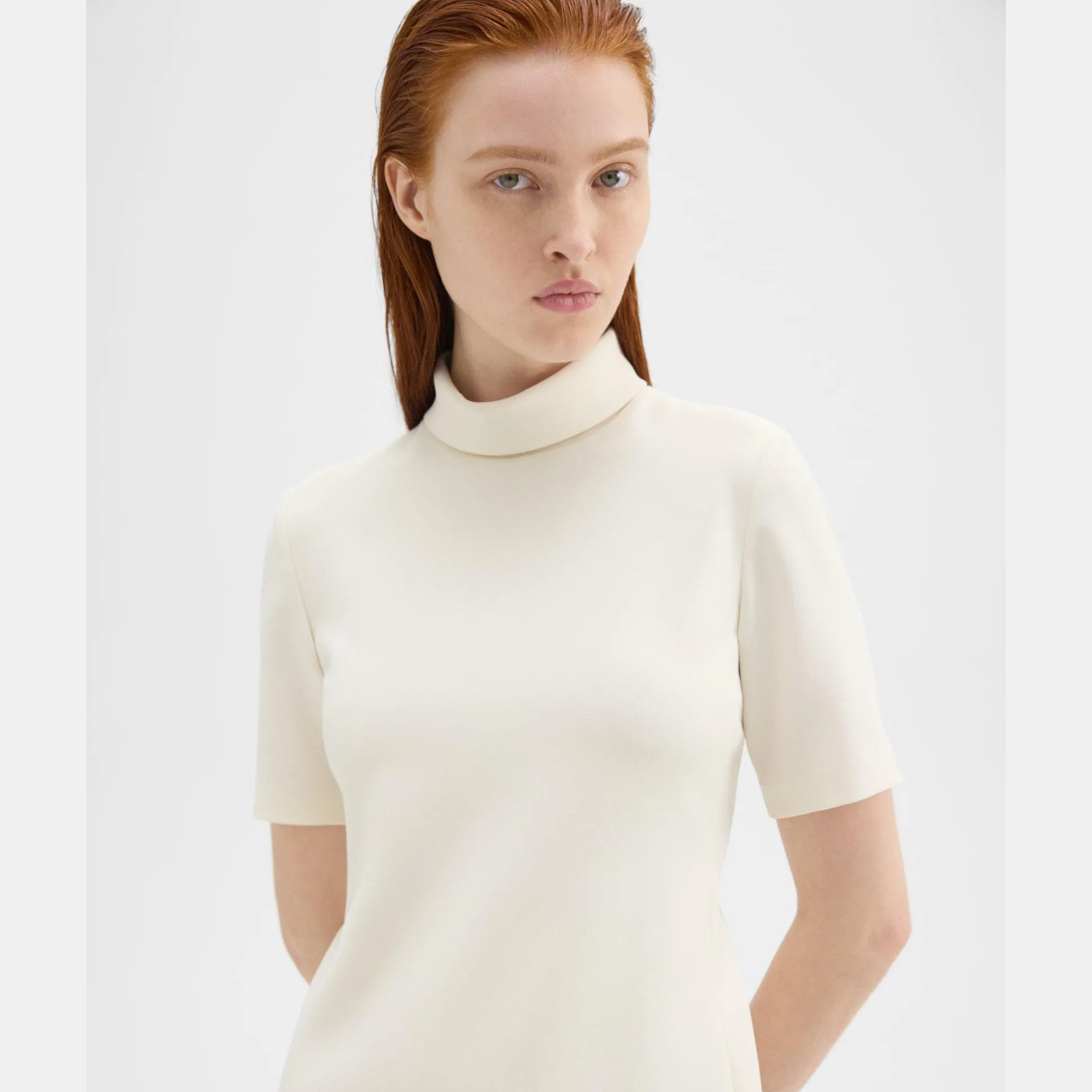 Theory Mini Roll Neck Dress In Admiral Crepe-Women Dresses