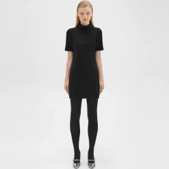 Theory Mini Roll Neck Dress In Admiral Crepe-Women Dresses