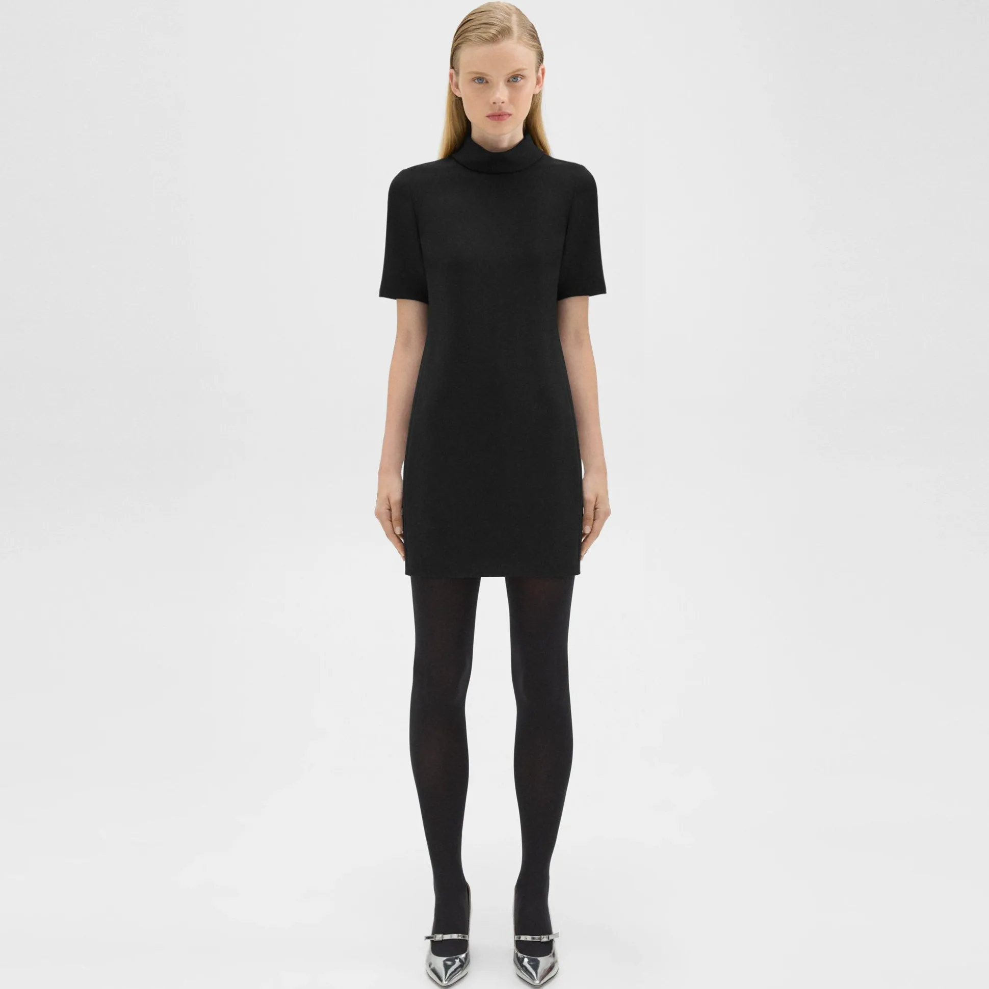 Theory Mini Roll Neck Dress In Admiral Crepe-Women Dresses