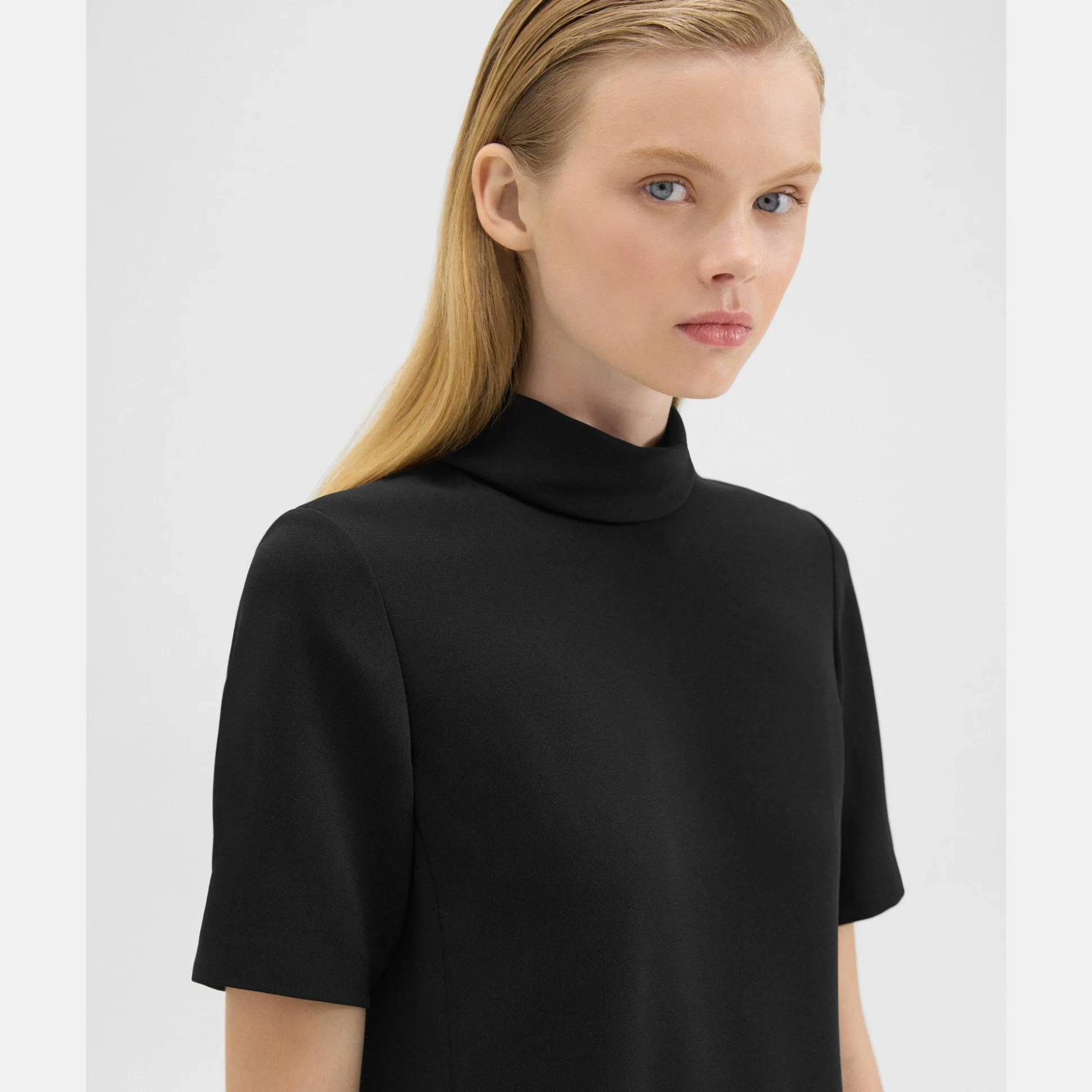 Theory Mini Roll Neck Dress In Admiral Crepe-Women Dresses