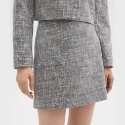 Theory Mini Skirt In Canvas Tweed-Women Skirts