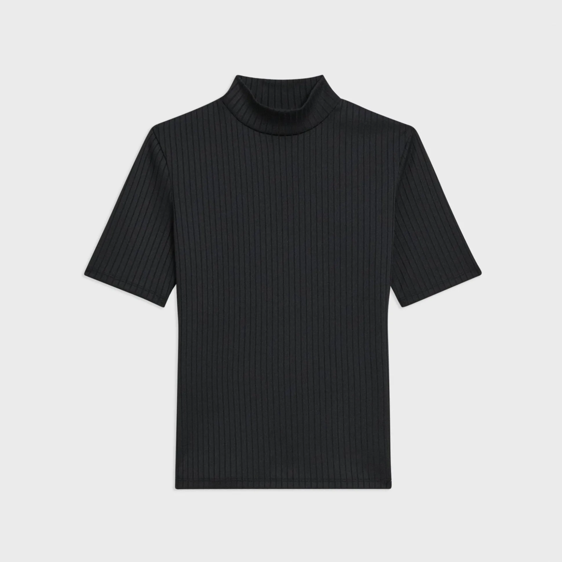 Theory Mock Neck Short-Sleeve Top In Rib Knit-Women T-Shirts