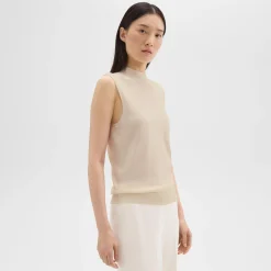 Theory Mock Neck Sweater Shell In Regal Wool-Women Sweaters + Cardigans