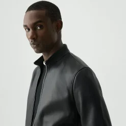 Theory Morvek Zip Jacket In Leather-Men Outerwear|Blazers + Jackets