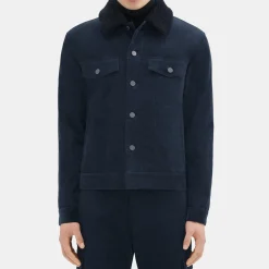 Theory Neil Trucker Jacket In Stretch Corduroy-Men Outerwear|Blazers + Jackets