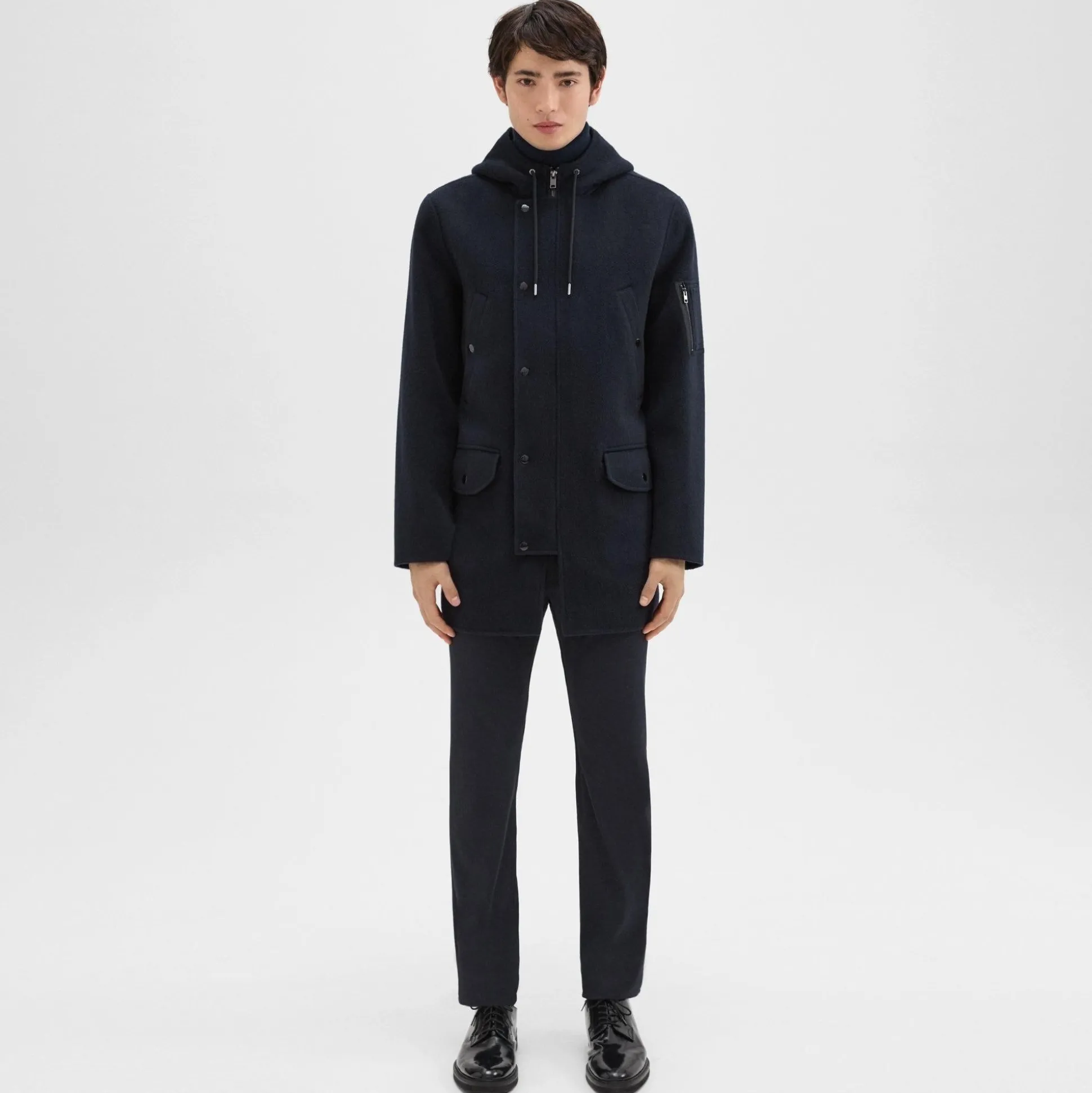 Theory Nev Parka In Double-Face Wool-Cashmere-Men Outerwear