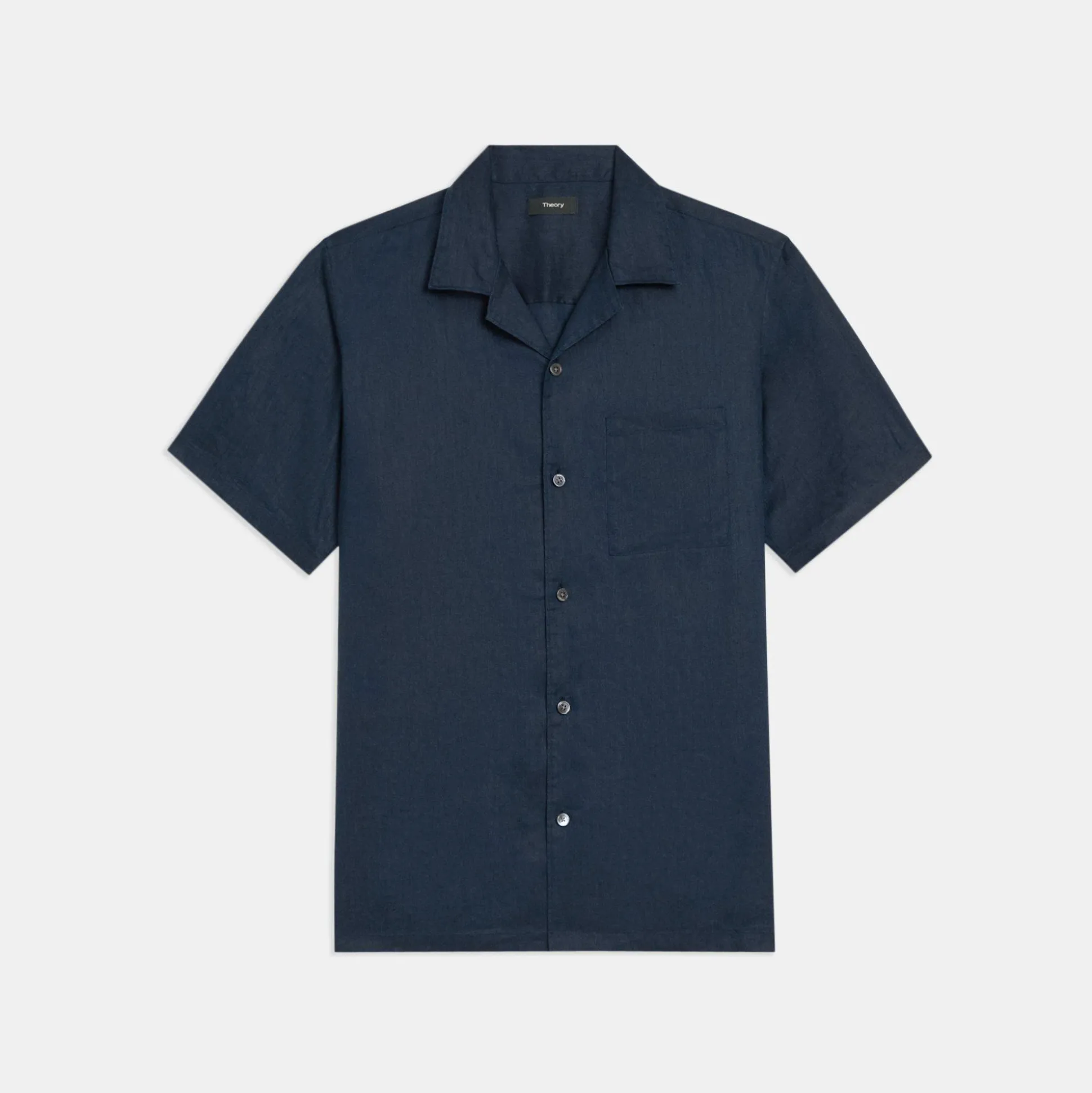 Theory Noll Short-Sleeve Shirt In Relaxed Linen-Men Shirts