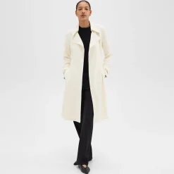 Theory Oaklane Trench Coat In Admiral Crepe-Women Outerwear