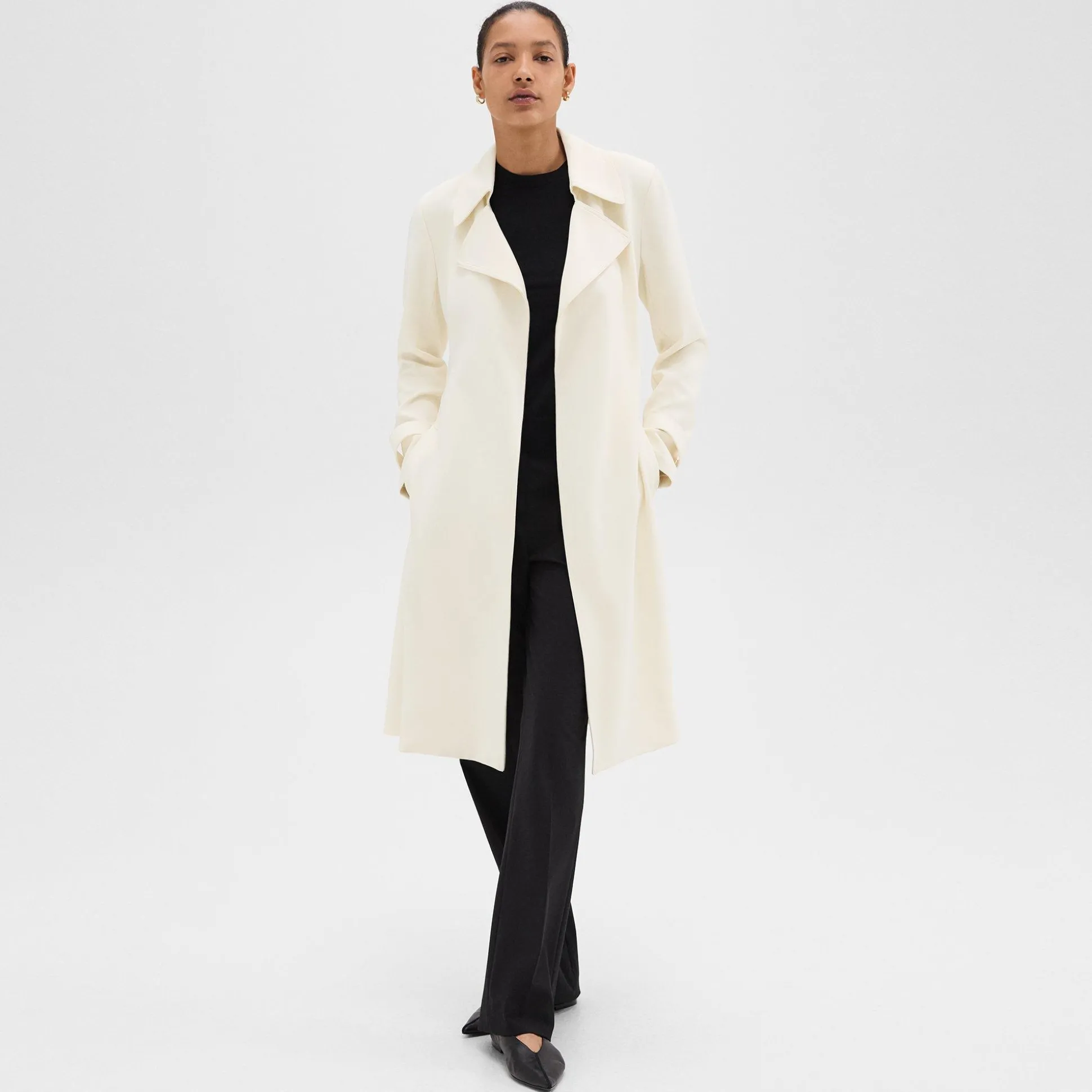 Theory Oaklane Trench Coat In Admiral Crepe-Women Outerwear