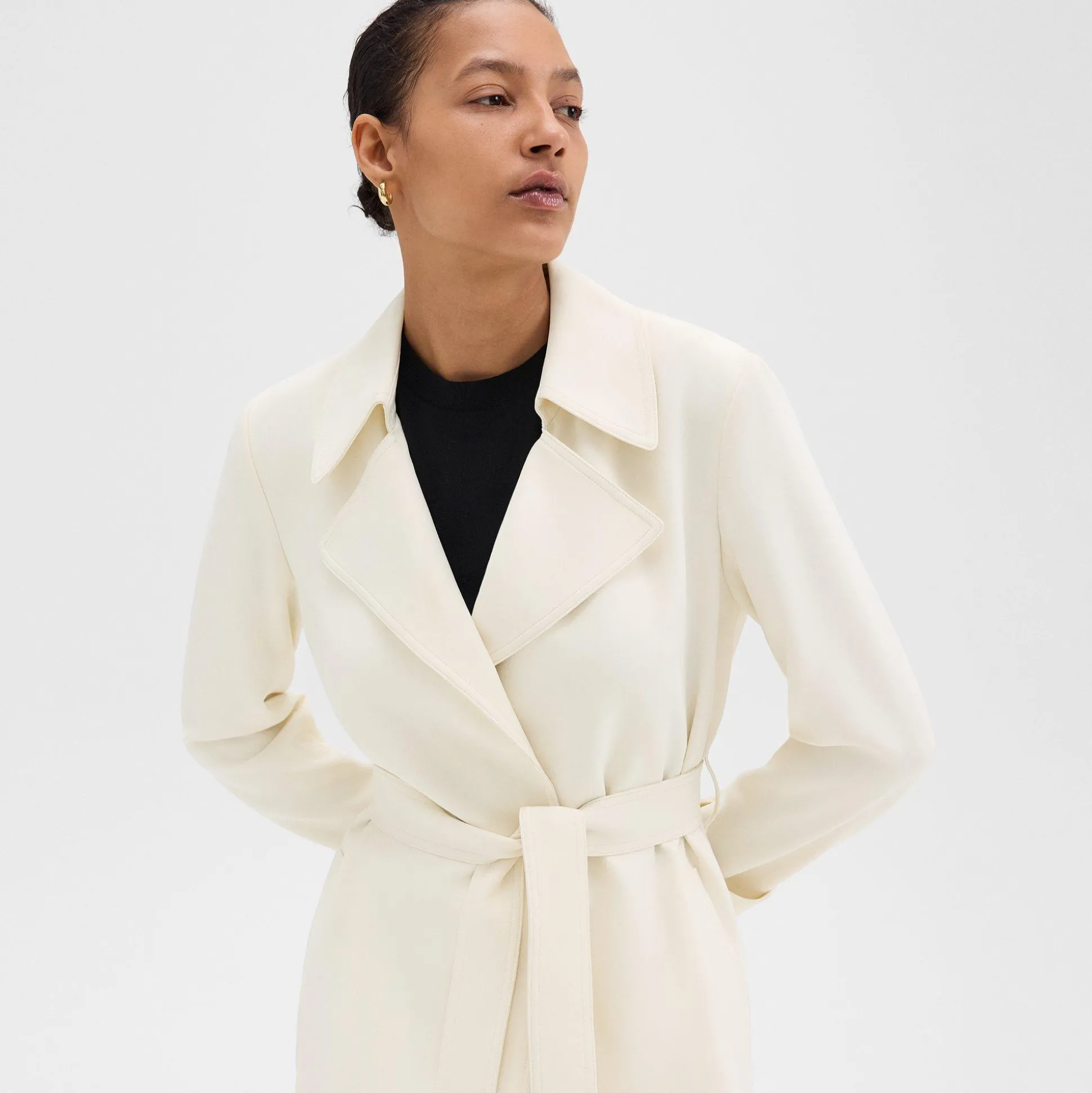 Theory Oaklane Trench Coat In Admiral Crepe-Women Outerwear