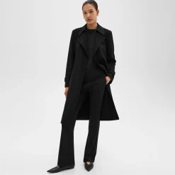 Theory Oaklane Trench Coat In Admiral Crepe-Women Outerwear