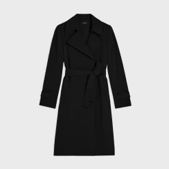 Theory Oaklane Trench Coat In Admiral Crepe-Women Outerwear