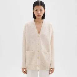 Theory Oversized Cardigan In Donegal Wool-Cashmere-Women Sweaters + Cardigans