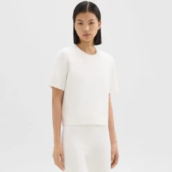 Theory Oversized Sweater Tee In Crepe Knit-Women Sweaters + Cardigans