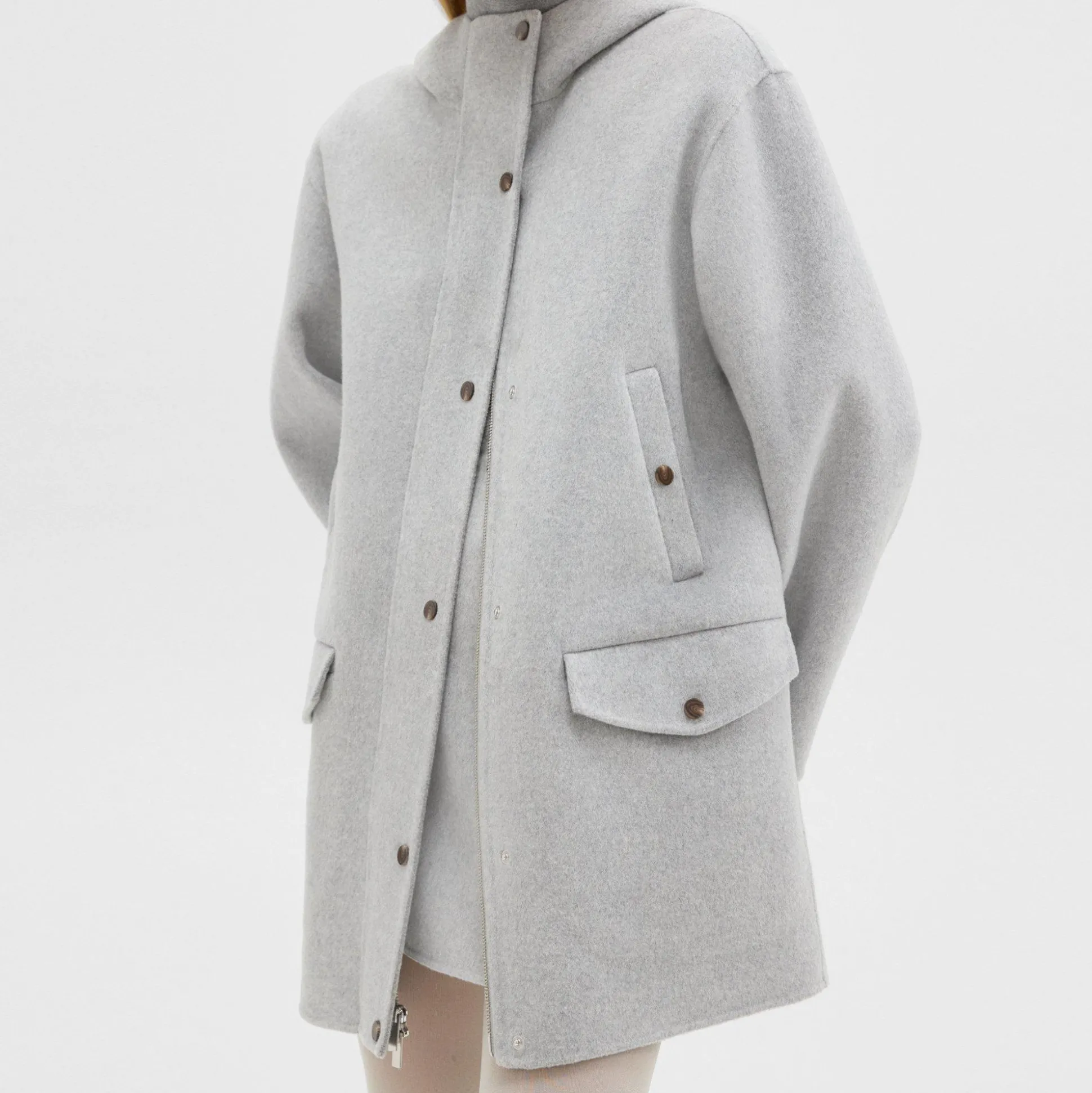 Theory Parka In Double-Face Wool-Cashmere-Women Outerwear