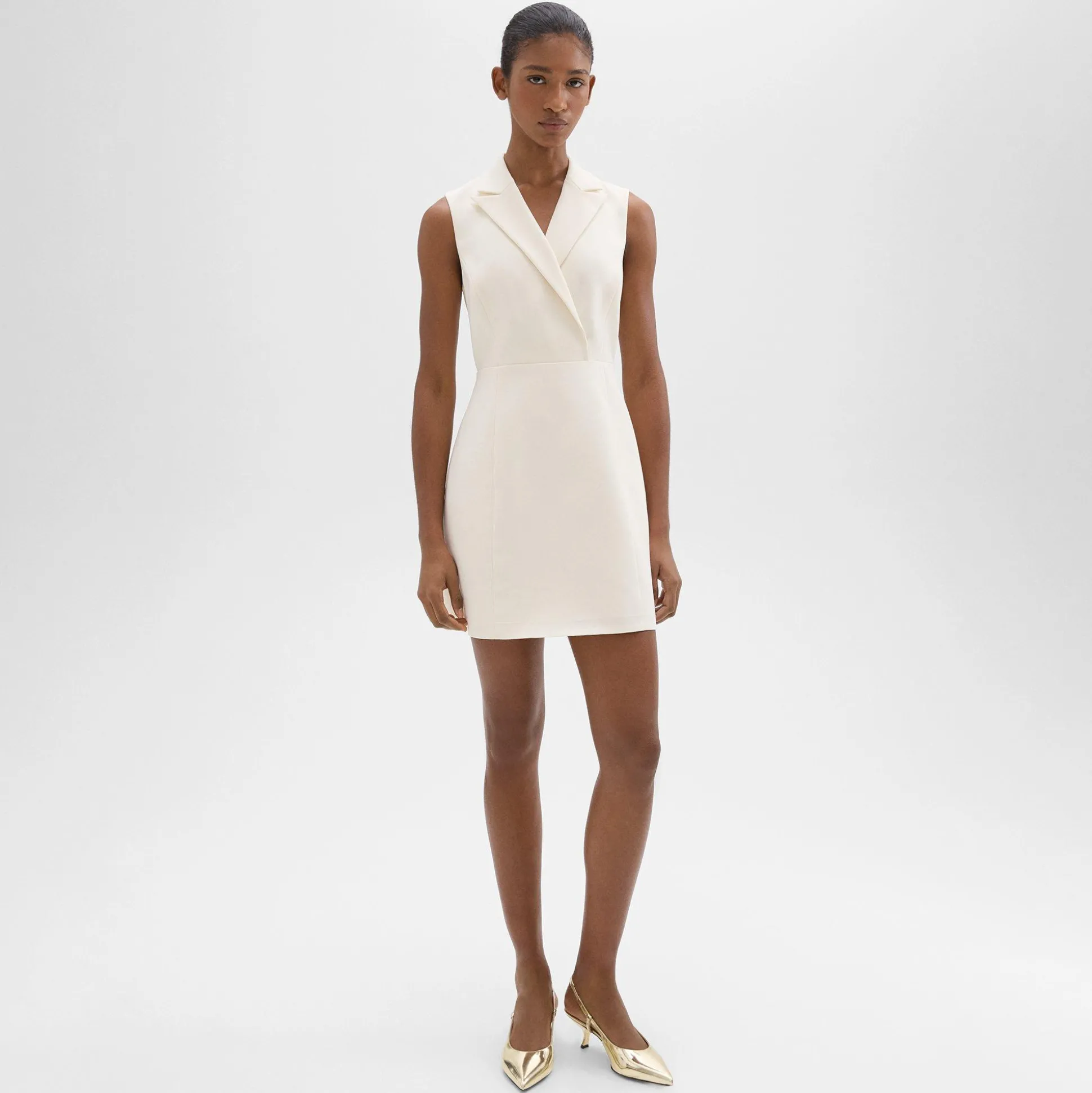 Theory Peak Lapel Mini Dress In Admiral Crepe-Women Dresses