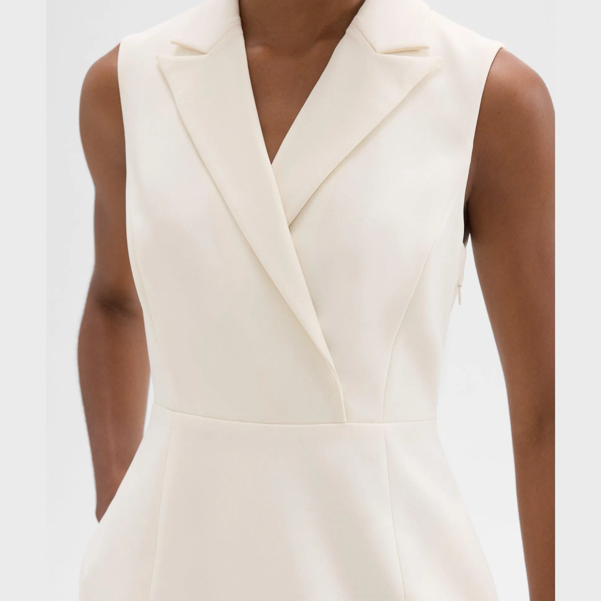 Theory Peak Lapel Mini Dress In Admiral Crepe-Women Dresses