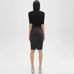Theory Pencil Skirt In Leather-Women Skirts