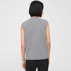 Theory Perfect Cut-Off Tee In Striped Cotton Jersey-Women T-Shirts