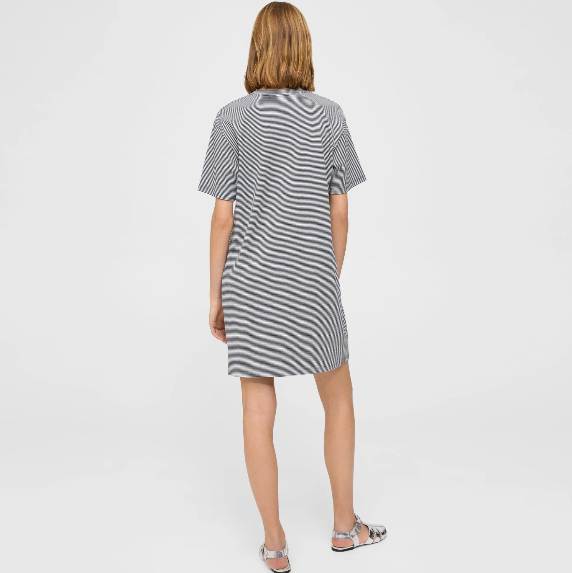 Theory Perfect T-Shirt Dress In Striped Cotton Jersey-Women Dresses