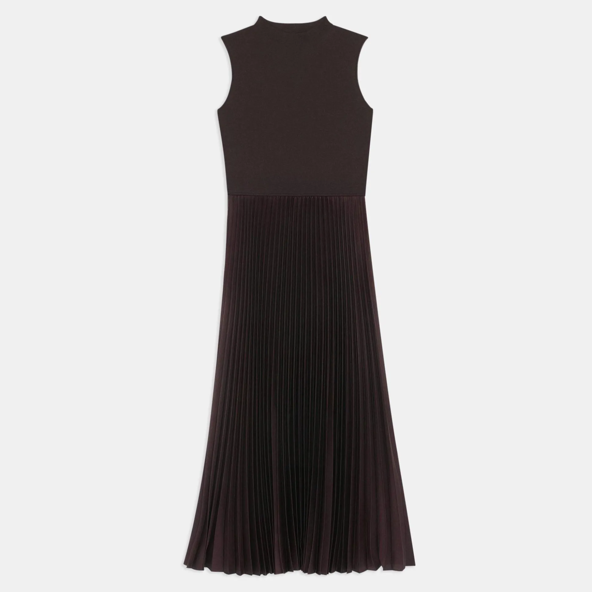 Theory Pleated Combo Dress In Textured Satin-Women Dresses