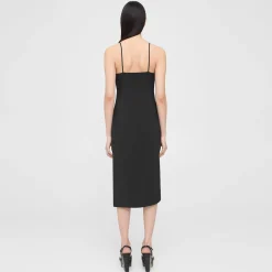 Theory Pleated Sleeveless Midi Dress In Crisp Poly-Women Dresses