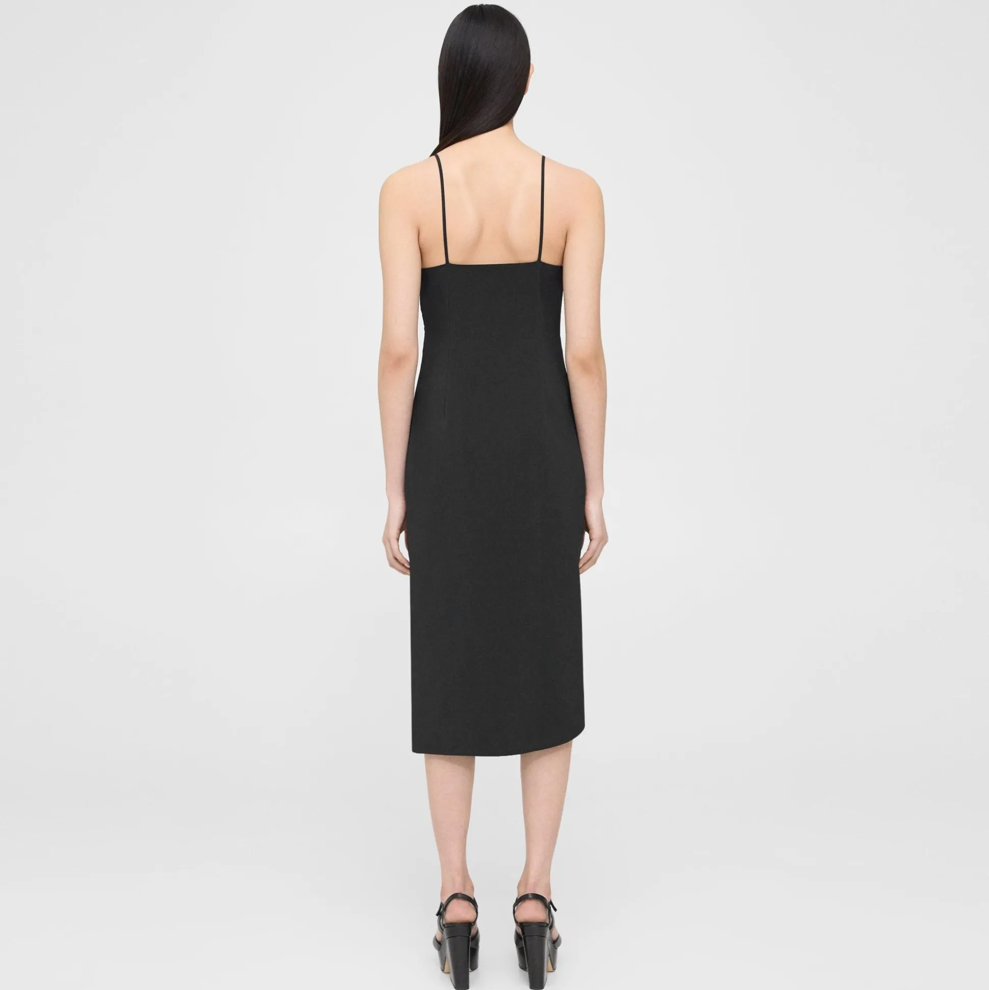 Theory Pleated Sleeveless Midi Dress In Crisp Poly-Women Dresses