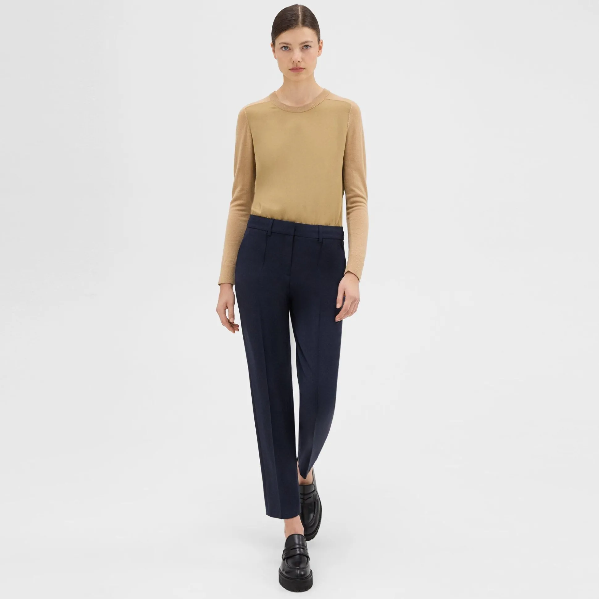 Theory Pleated Wool Gabardine Pant-Women Pants