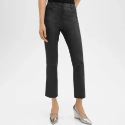 Theory 5-Pocket Flare Pant In Leather-Women Pants